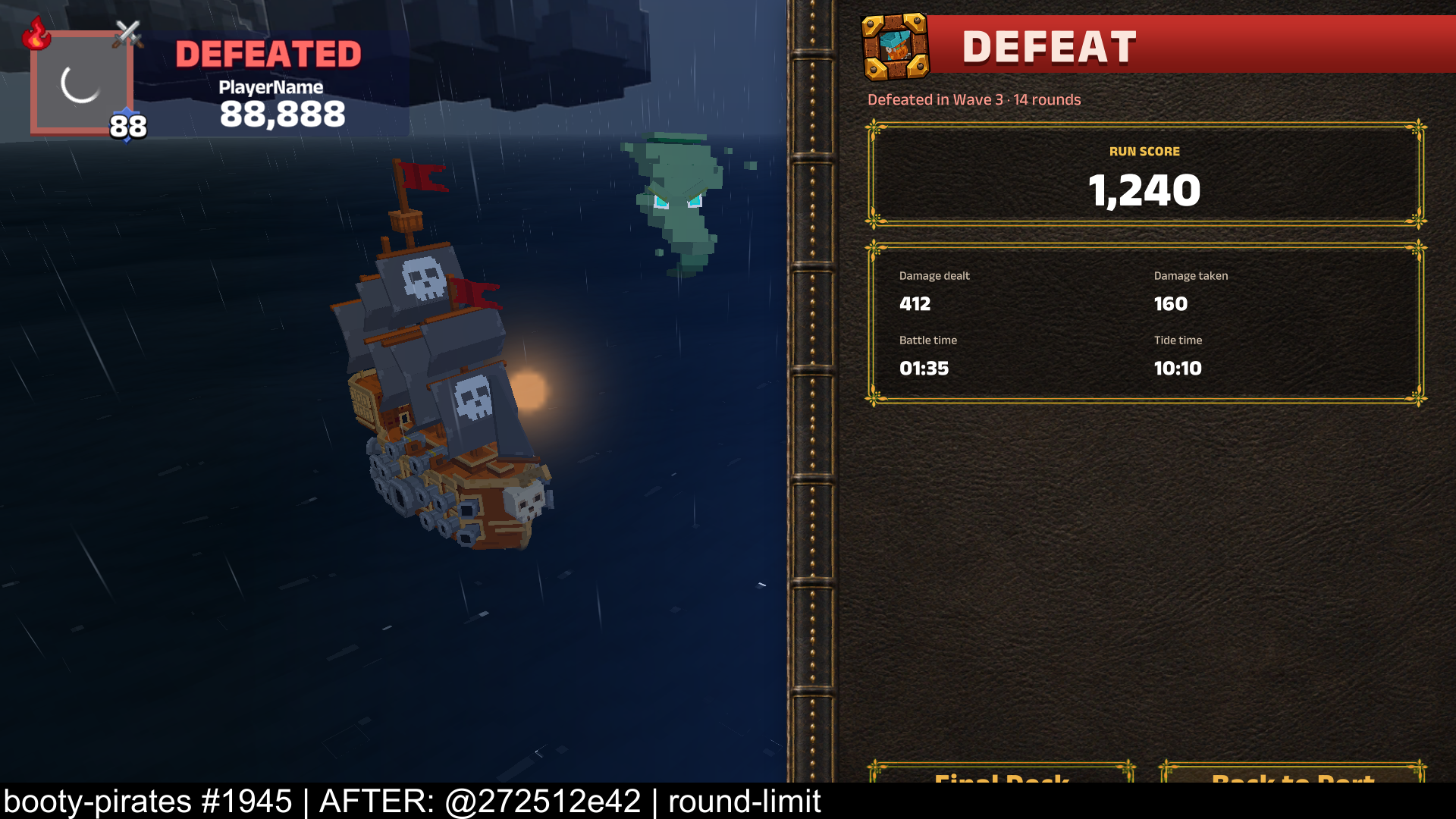 A round-limit defeat stays on the surface