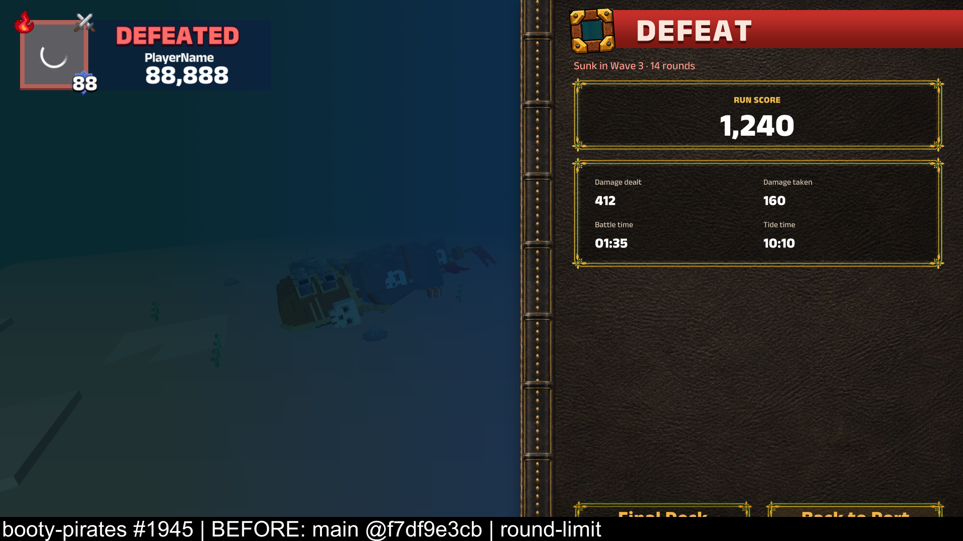 A round-limit defeat stays on the surface