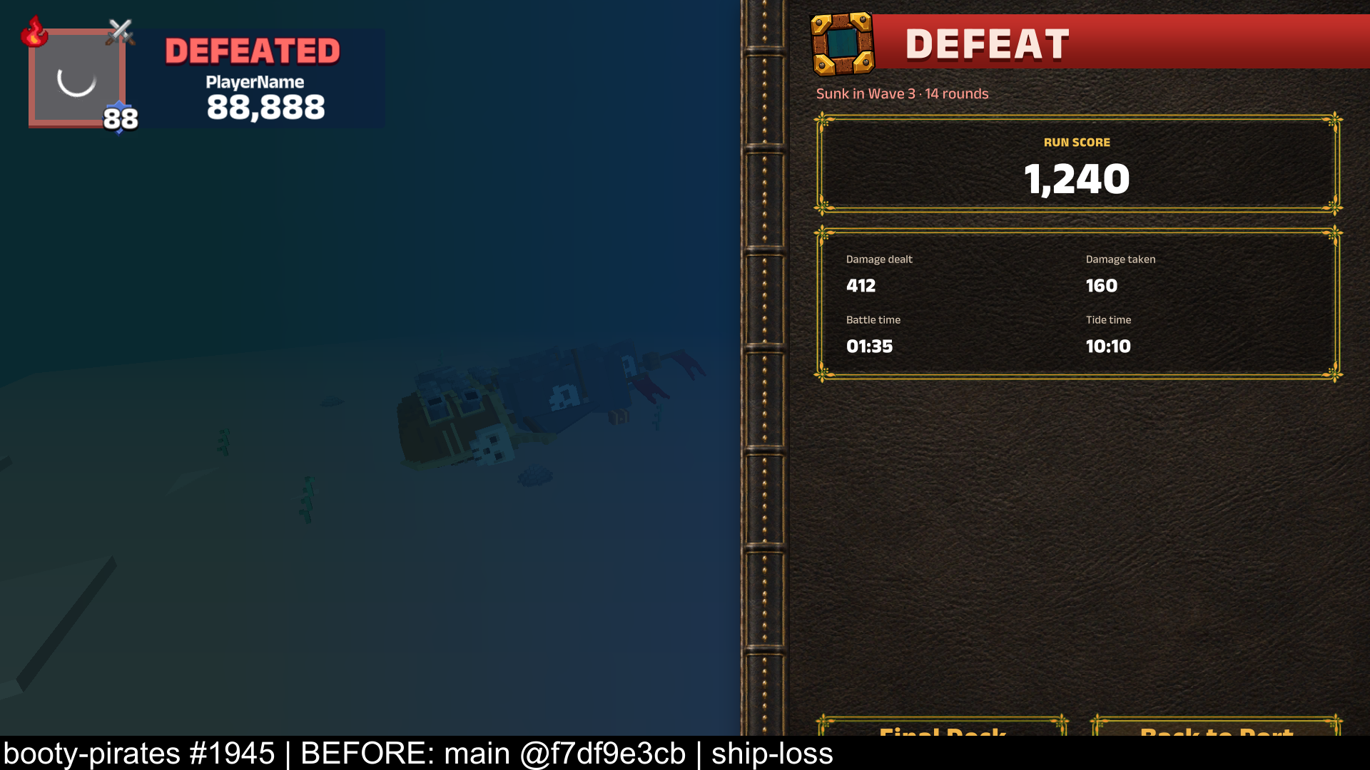 A destroyed ship reaches the seabed